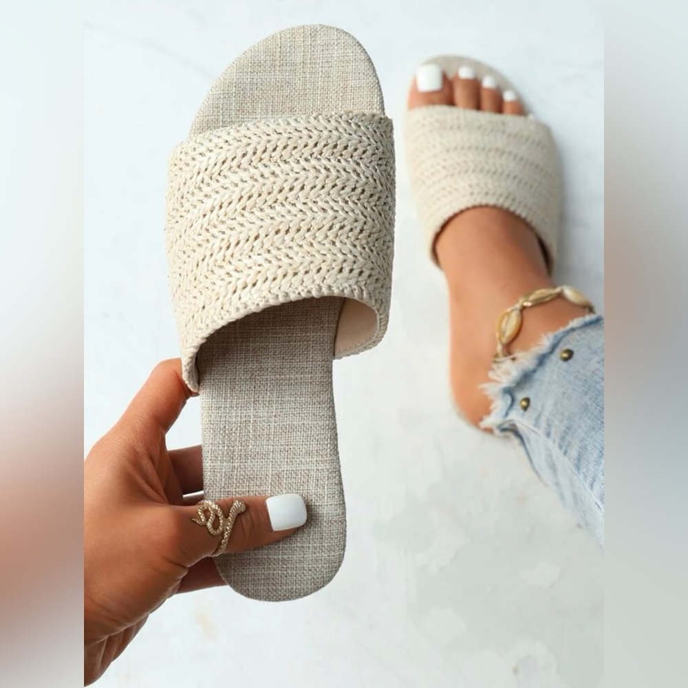 Braided Detail Slide Sandals